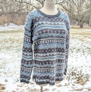 Vintage Christopher & Banks Gray And Blue Mohair Blend Sweater